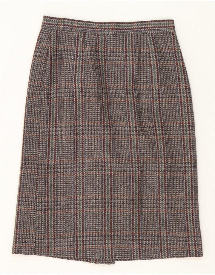 Vintage Womens 1 Button 2 Piece Skirt Set UK 12 Medium Grey Plaid