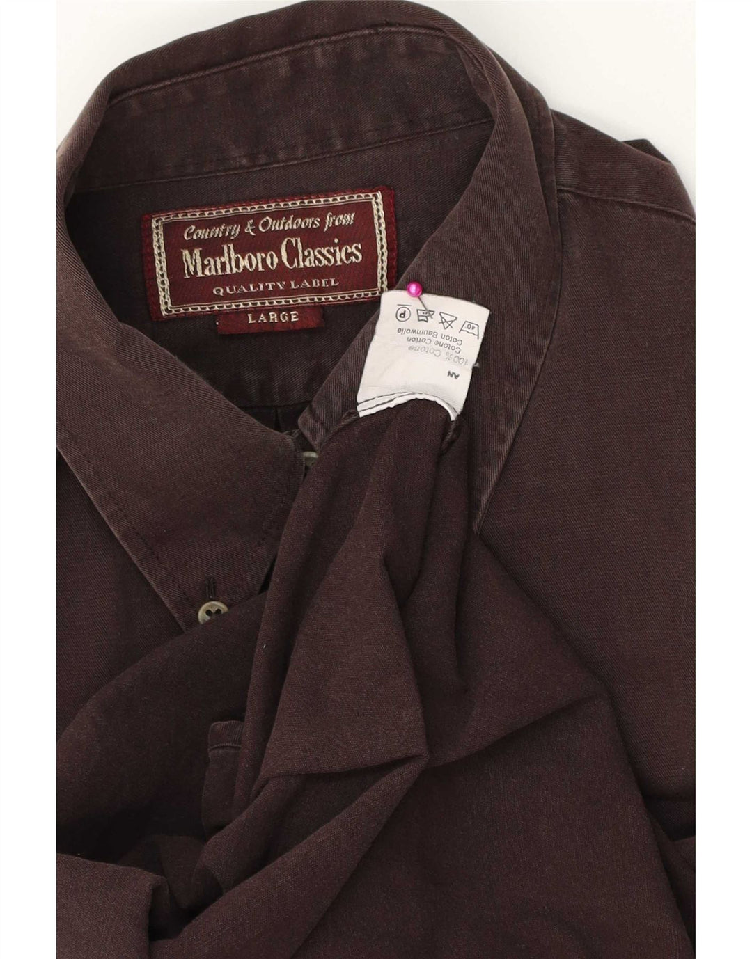 Marlboro Classics Chemise Homme Large Marron Coton