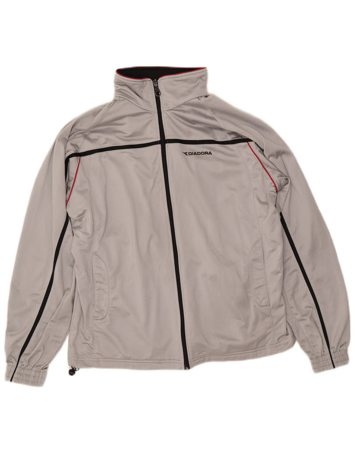 DIADORA Mens Tracksuit Top Jacket UK 40 Medium Grey Polyester