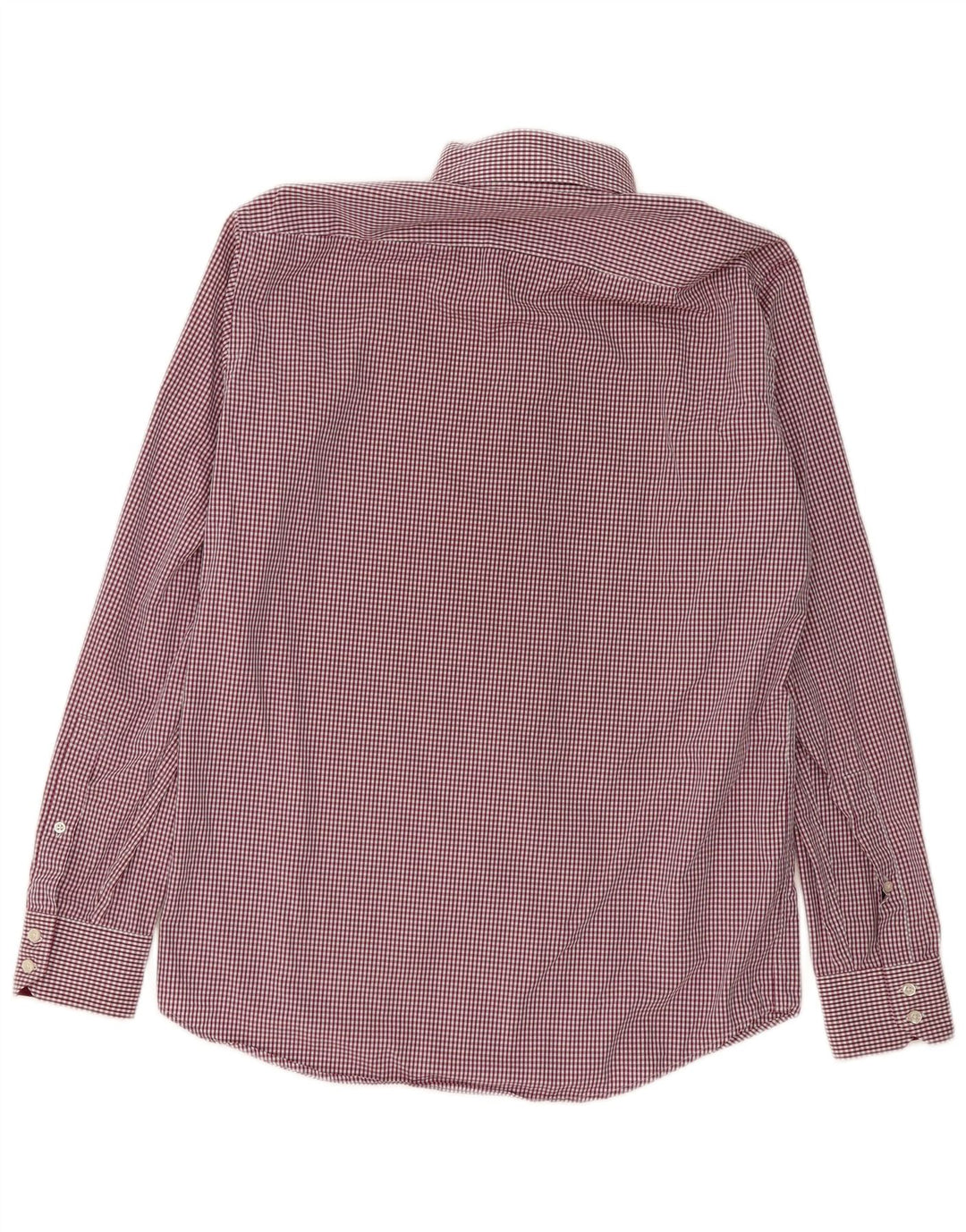 Hugo Boss Mens Regular Fit Shirt Medium Burgundy Gingham Cotton