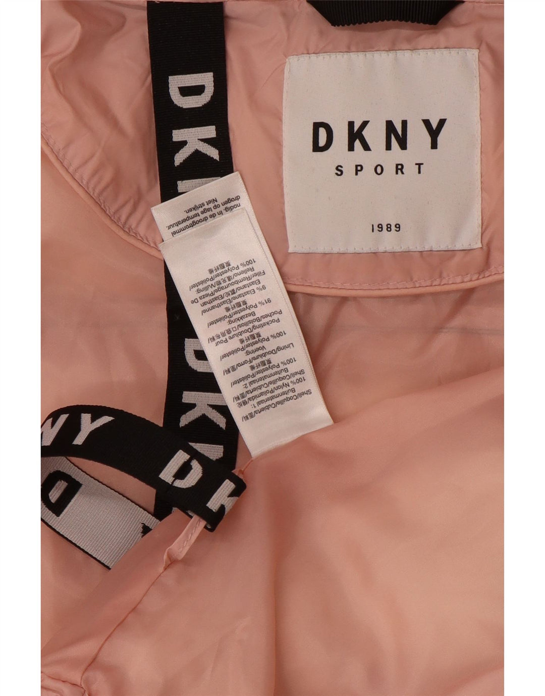 Dkny Womens Oversized grafisk polstret jakke UK 16 Large Pink Colourblock