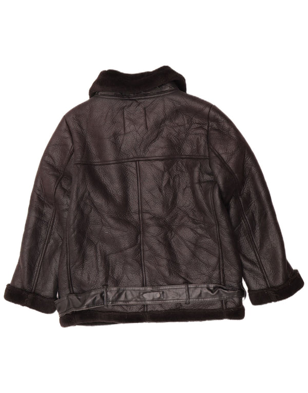 Giacca Sherpa da donna in ecopelle Zara UK 14 poliuretano nero medio