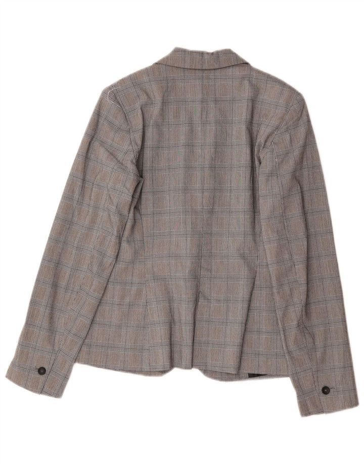 Zara Womens 1 Button Blazer Jacket EU 36 XS Grey Houndstooth Polyester