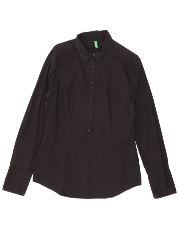 Benetton Womens Pullover Shirt UK 18 XL Schwarz Baumwolle