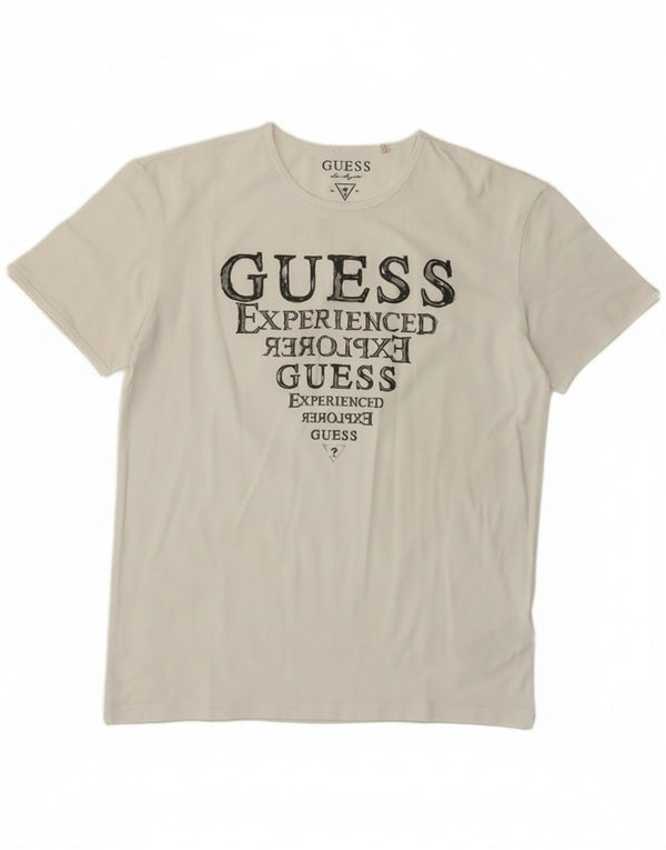 Guess Womens Graphic T-Shirt Top EU 38 Medium White Cotton Classic