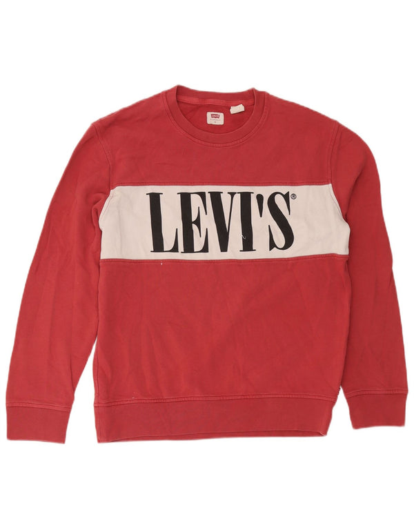 Levi's Grafisk Sweatshirt-trøje til mænd Small Pink Colourblock Bomuld