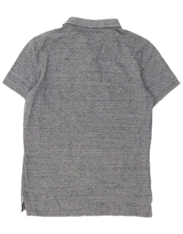 Superdry Mens Graphic Polo Shirt Medium Grey Flecked Cotton
