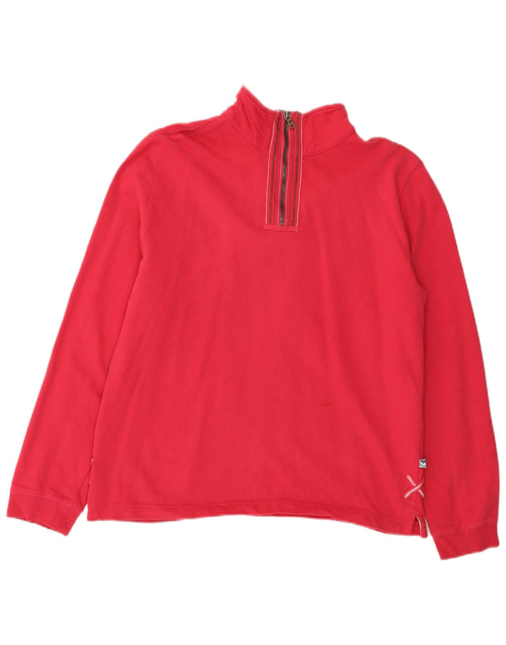 White Stuff Womens Zip Neck Sweatshirt Jumper UK 12 Medium Pink Cotton