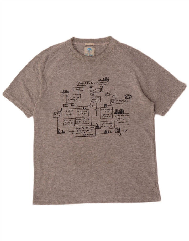 Fat Face Herre Grafisk T-Shirt Top Lille Grå