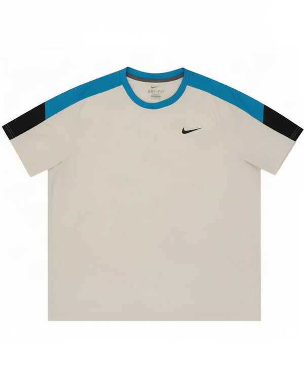 Мужская футболка Nike Dri Fit 2XL, белый полиэстер с цветными блоками