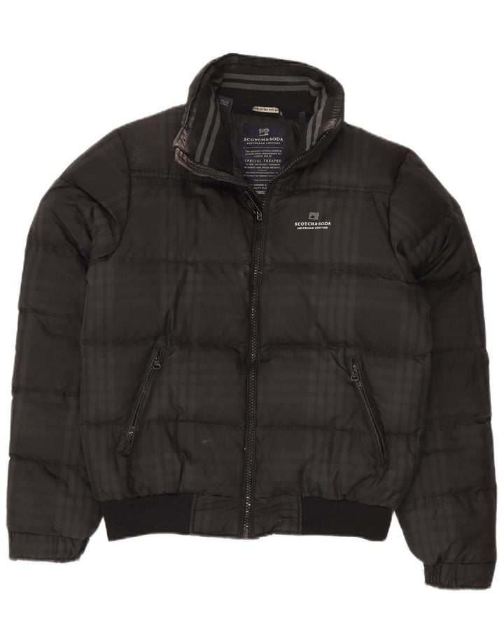 Scotch & Soda Herren Amsterdam Couture Wattierte Jacke UK 38 Medium Schwarz Kariert