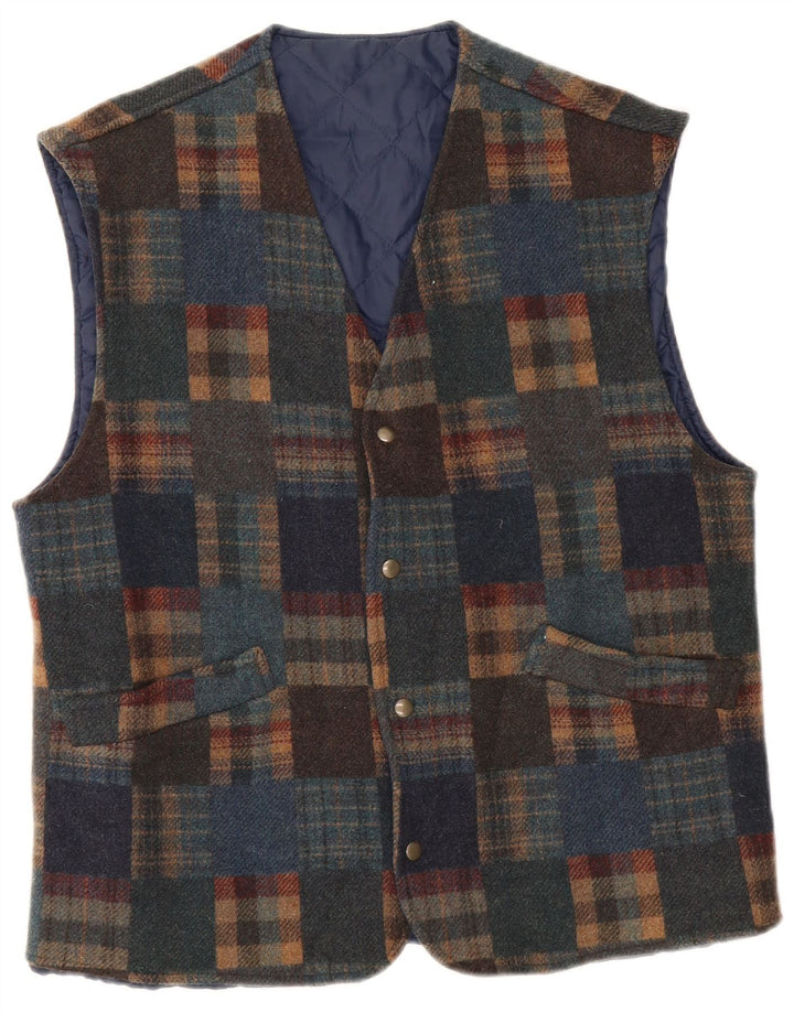 Vintage Mens Waistcoat IT 48 Medium Multicoloured Check Wool