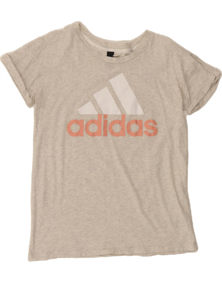 ADIDAS Womens Graphic T-Shirt Top UK 14 Medium Grey Vintage Adidas and Second-Hand Adidas from Messina Hembry 