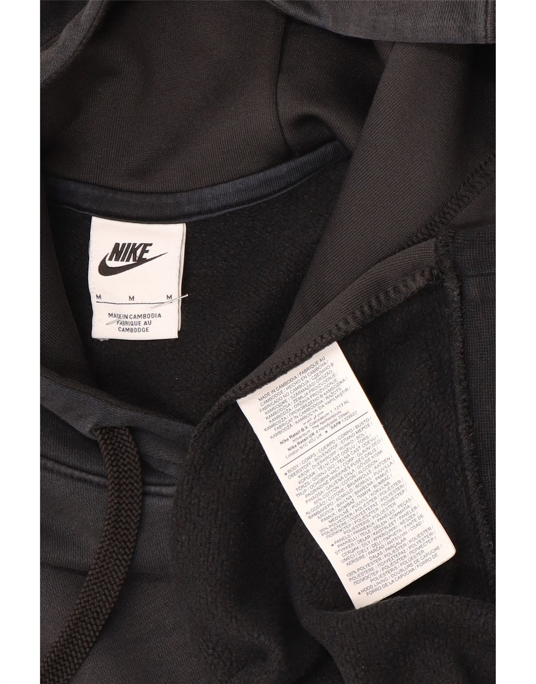 Nike Mens Graphic Hoodie Jumper Medium Black Colourblock Polyester