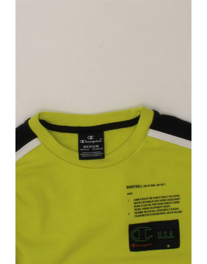 CHAMPION Boys Graphic Sweatshirt Jumper 9-10 Years Medium  Green Cotton Vintage Champion and Second-Hand Champion from Messina Hembry 
