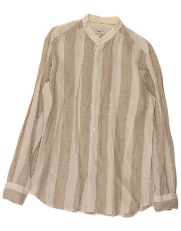Massimo Dutti Herreskjorte Medium Beige Stribet hør