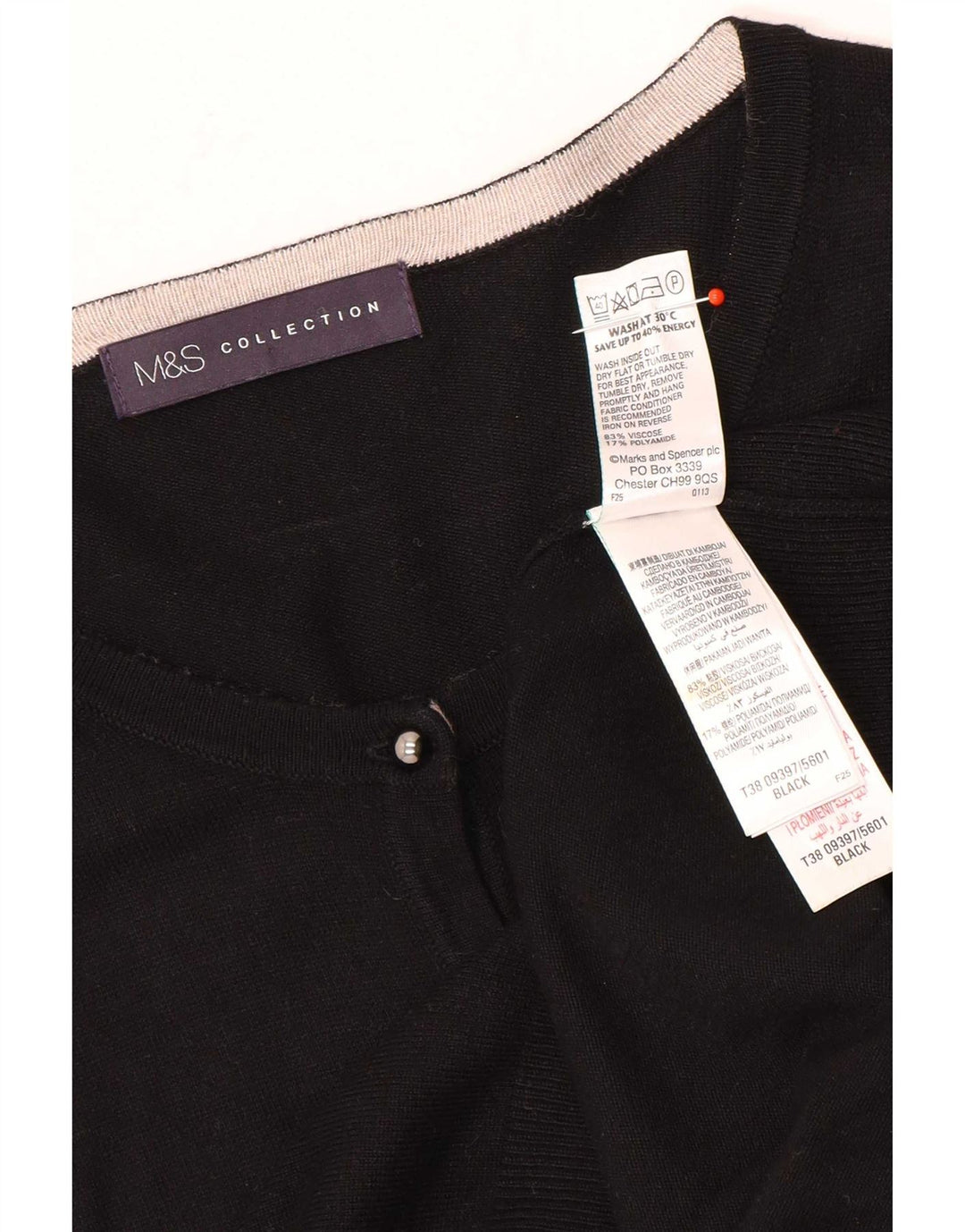 Marks & Spencer Dame Cardigan Sweater UK 14 Medium Black Viscose