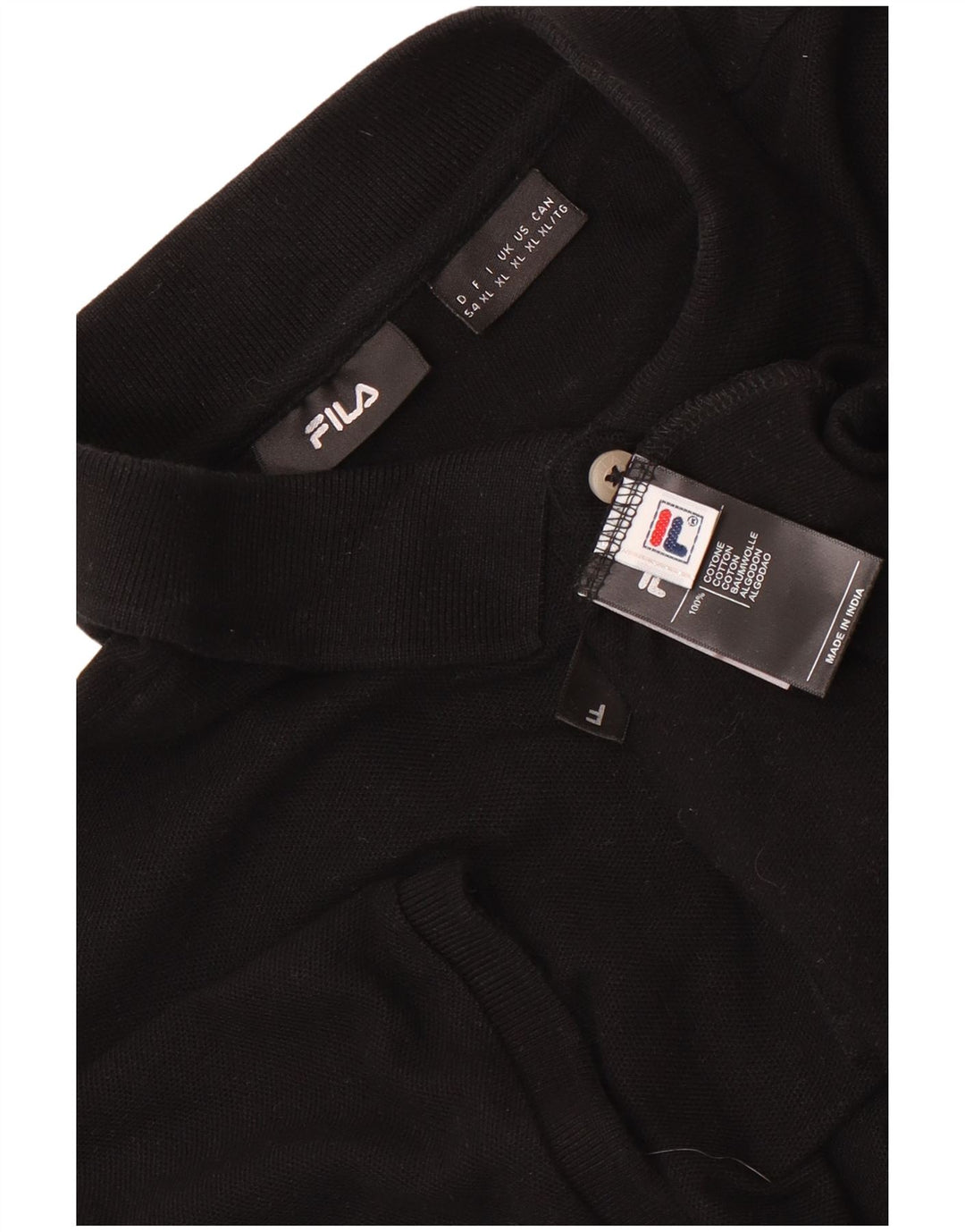 Fila Mens Polo Shirt XL Black Cotton