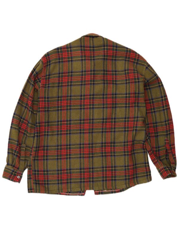 Camicia vintage da uomo in flanella a quadri color kaki medio