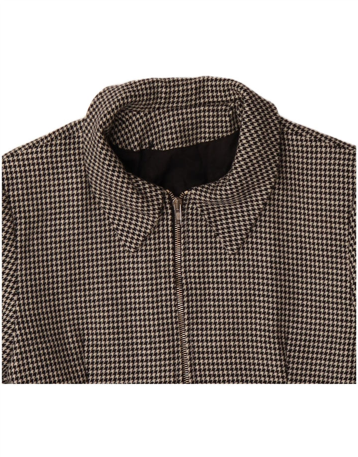 VINTAGE Dame Blazer Jacket IT 42 Medium Black Houndstooth Uld