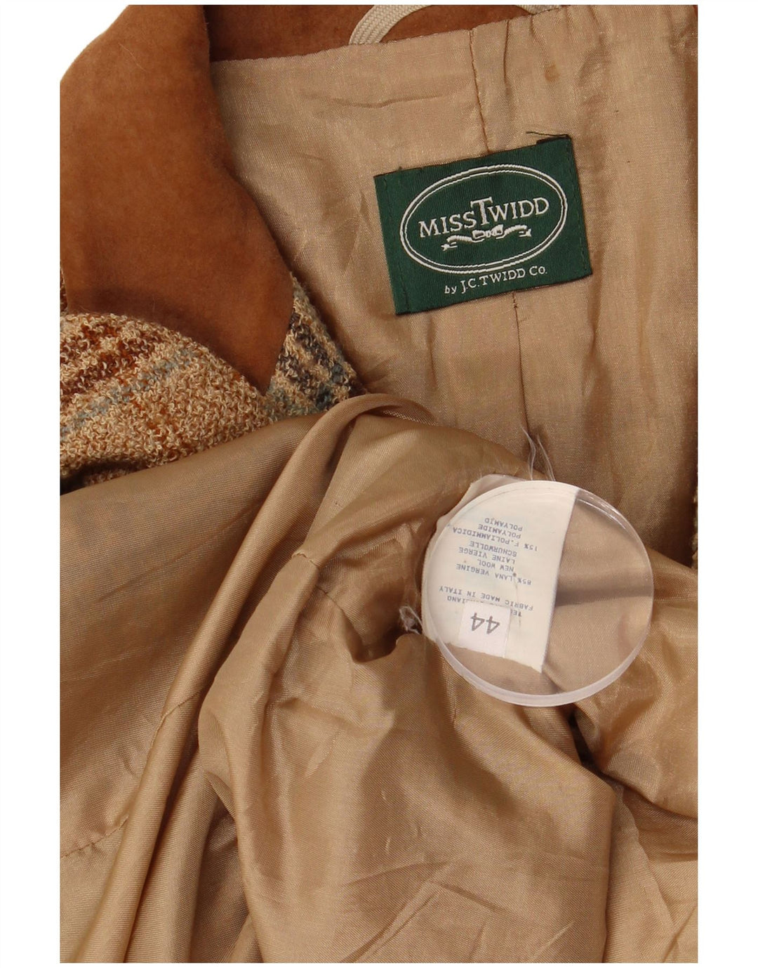 Misstwidd Womens 3 Button Blazer Jacket IT 44 Medium Beige Check