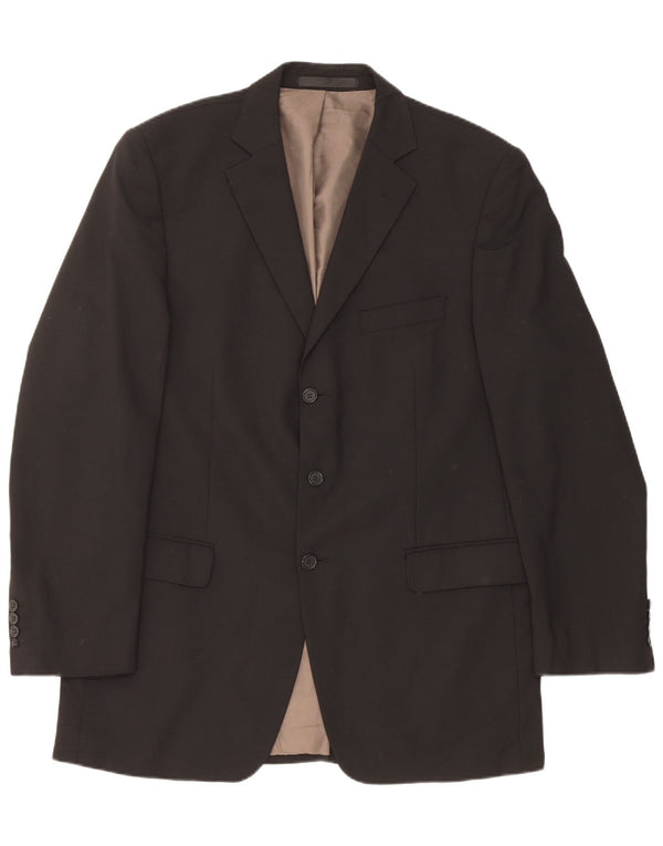 Marks & Spencer Mens 3 Button Blazer Jacket UK 42 Large Black Polyester