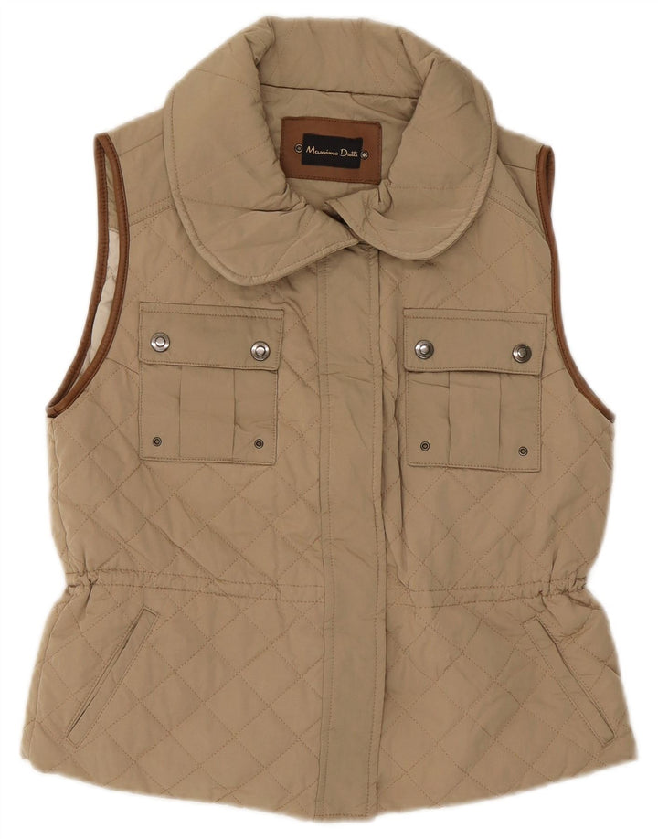 MASSIMO DUTTI Womens Quilted Gilet UK 12 Medium Beige