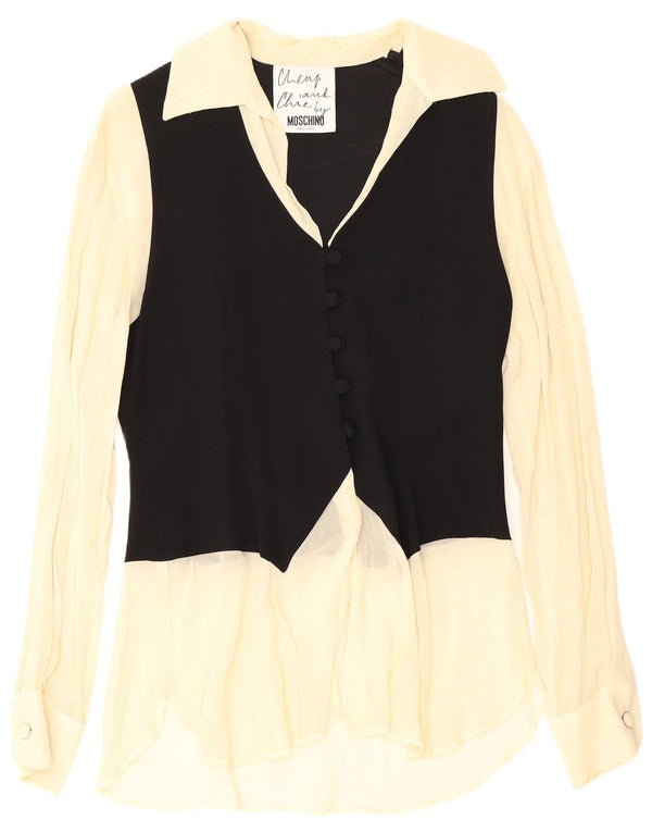 Moschino Camicia da donna Camicetta UK 12 Acetato color block medio nero