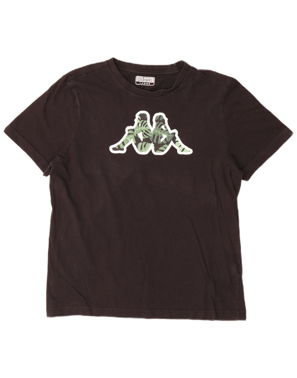 Kappa Mens Graphic T-Shirt Top Large Black Cotton