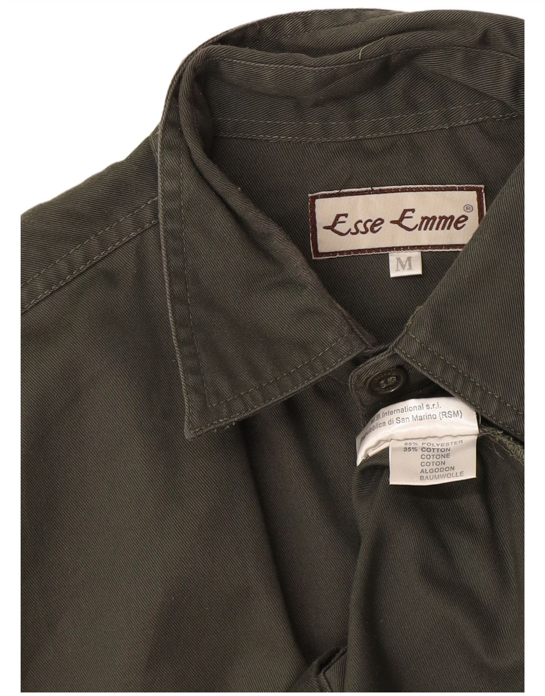 ESSE EMME  Mens Military Shirt Medium Khaki Polyester