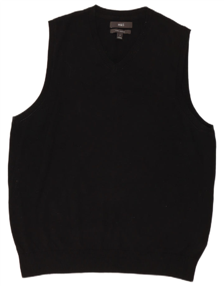 Marks & Spencer Herren-Weste-Tanktop aus mittelschwarzer Baumwolle