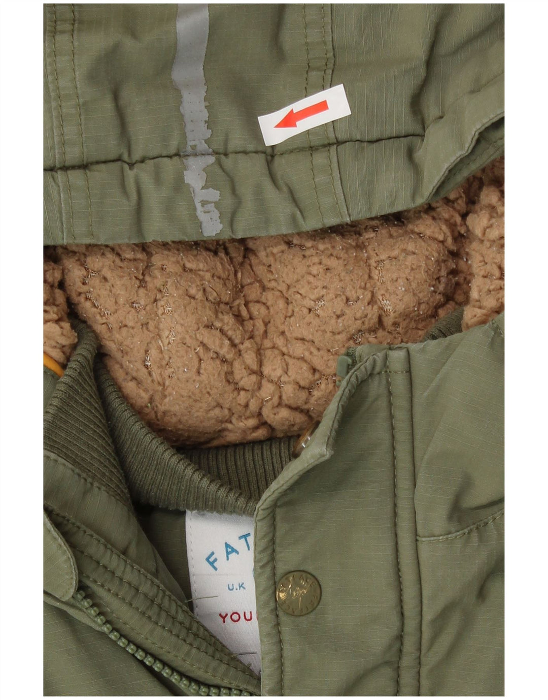 Fat Face Boys Hooded Parka Jacket 8-9 Years Khaki Cotton