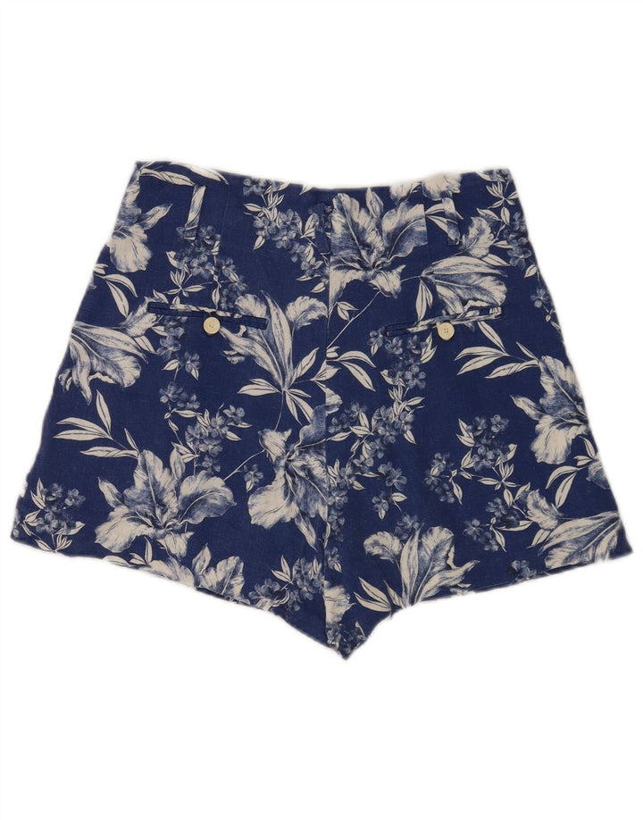 Zara Womens High Rise Hot Pants Medium W28  Blue Floral