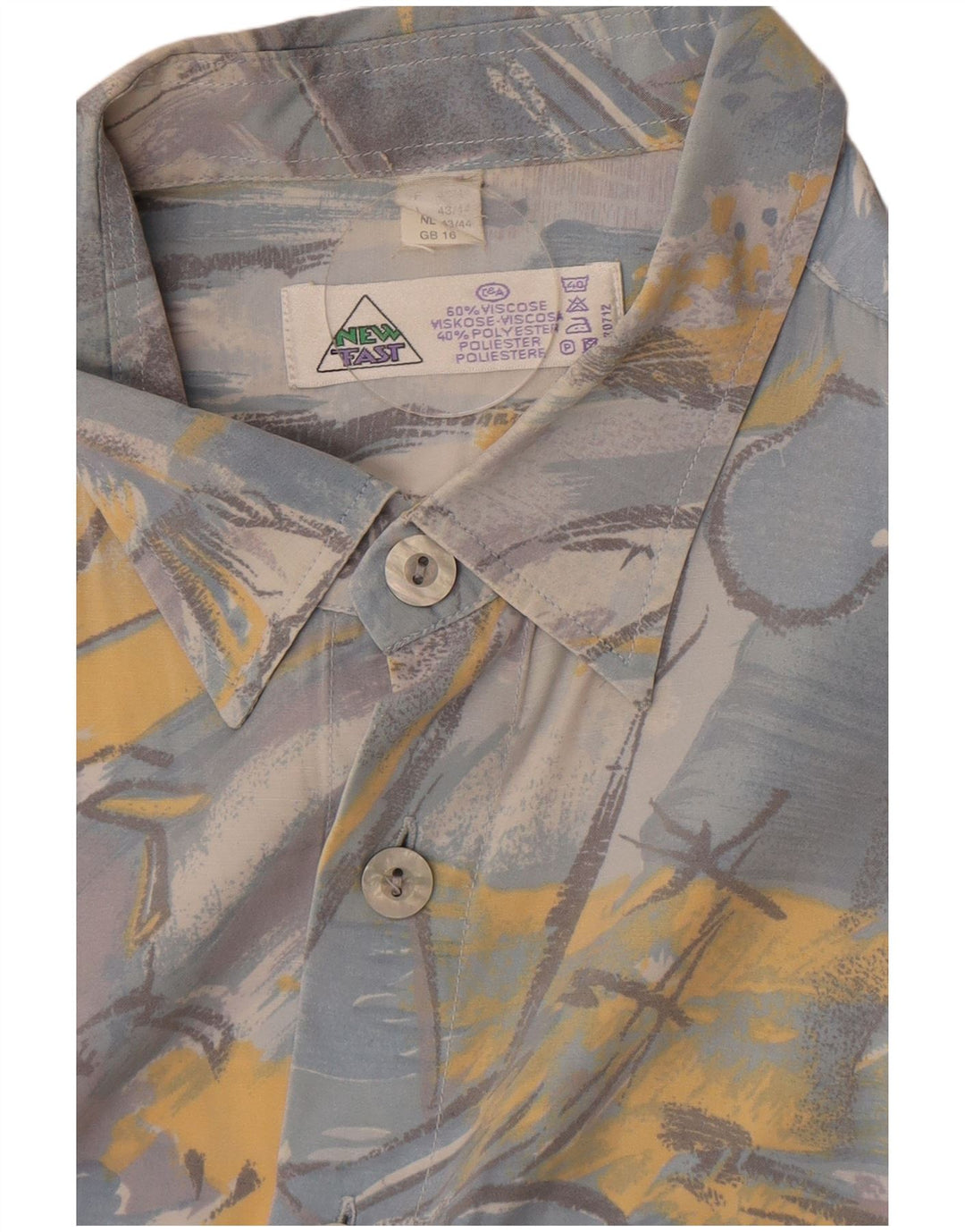 C&A Mens New Fast Shirt Size 16 Large Blue Geometric Viscose