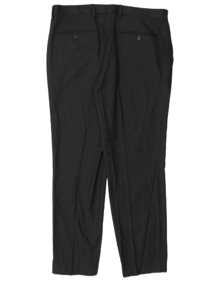 Marks & Spencer Mens Slim Fit Suit Trousers W34 L29 Black Polyester