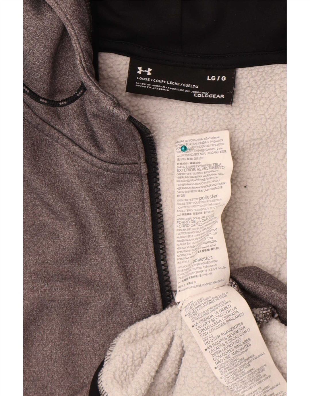 Under Armour Mens Cold Gear Zip Hoodie Sweater Large Grey Polyester