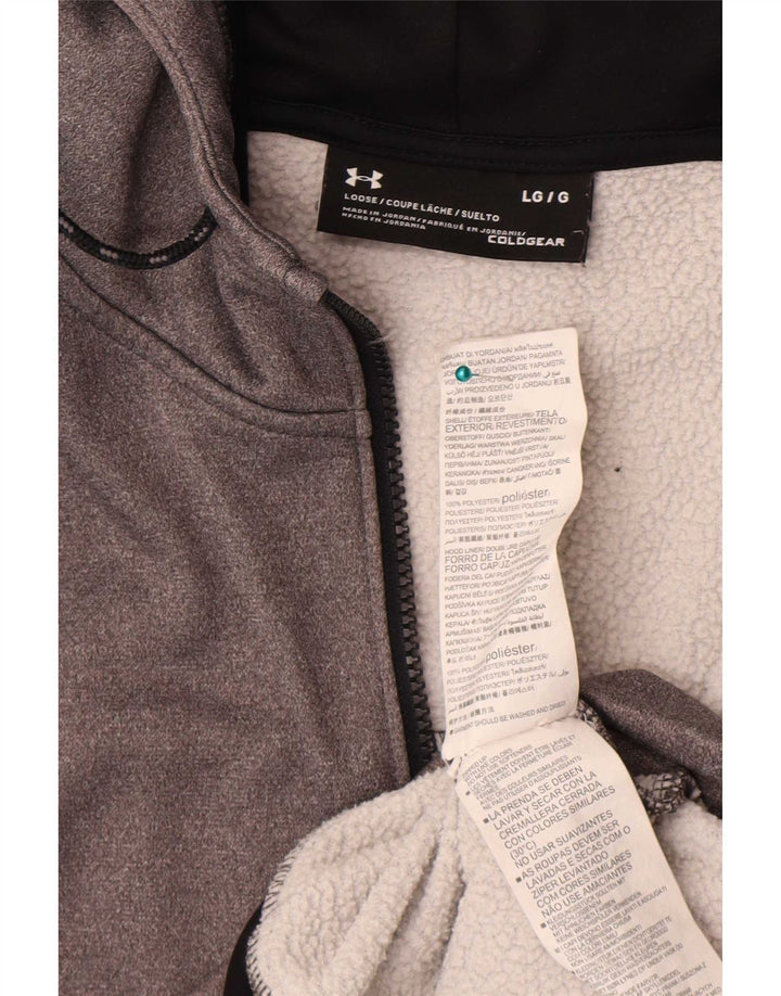 Under Armour Mens Cold Gear Zip Hoodie Sweater Large Grey Polyester