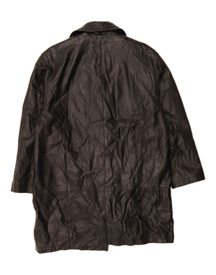 VINTAGE Womens Leather Coat UK 16 Large Black Leather Vintage Vintage and Second-Hand Vintage from Messina Hembry 