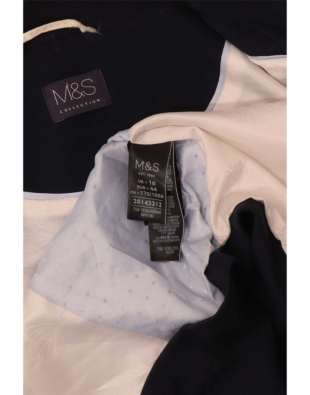 Marks & Spencer Womens 1 Button Blazer Jacket UK 16 Large Navy Blue