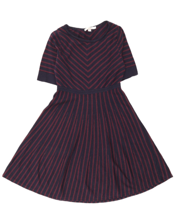 Boden Abito maglione da donna a maniche corte UK 16 Grande lana a righe blu navy
