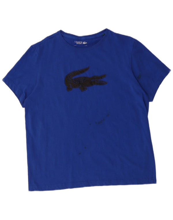 Lacoste Mens Graphic T-Shirt Top Size 7 XL Blue Cotton