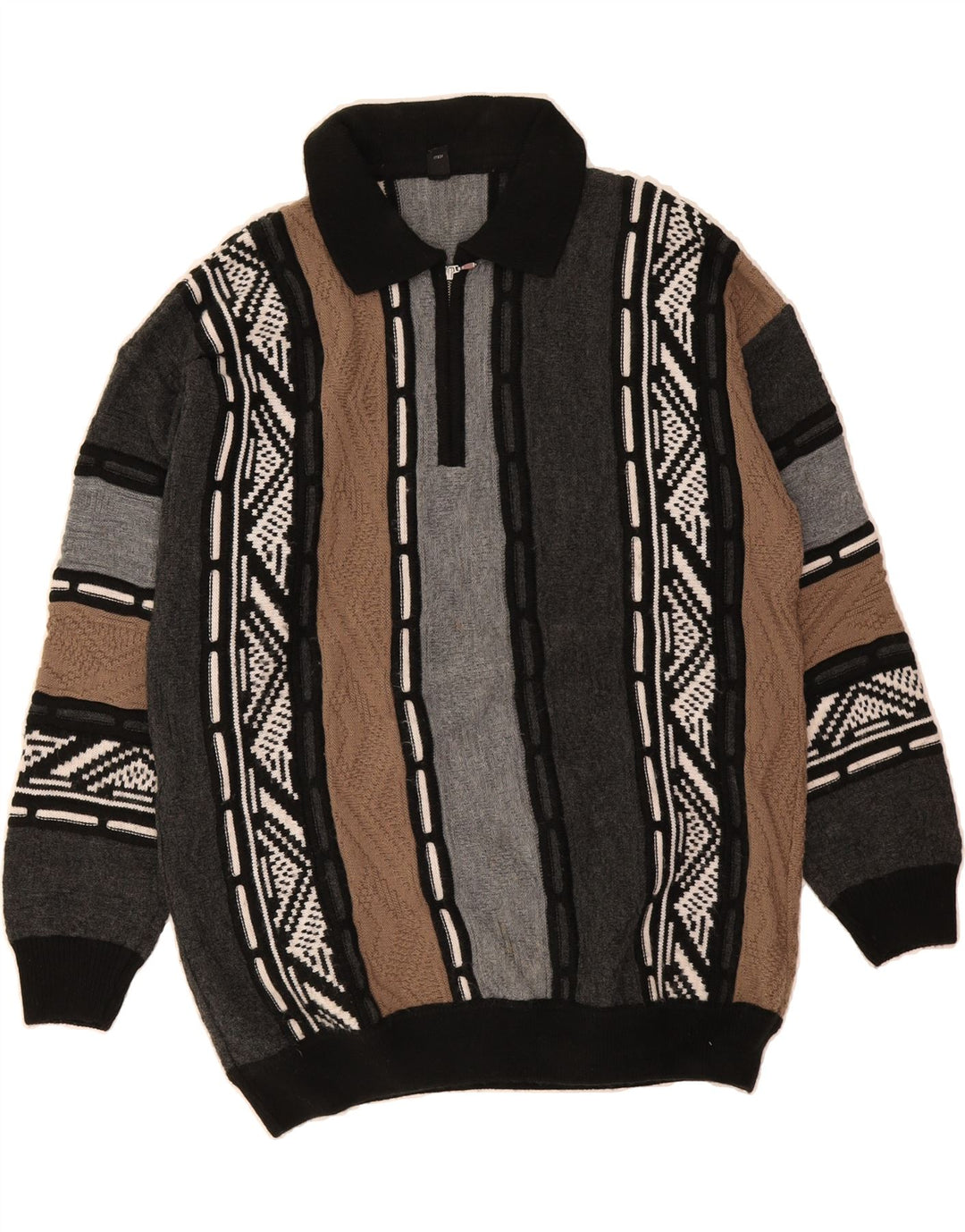 VINTAGE Mens Polo Neck Jumper Sweater IT 48/50 Medium Multicoloured Vintage Vintage and Second-Hand Vintage from Messina Hembry 