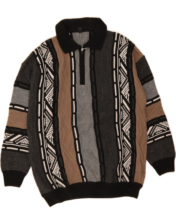 VINTAGE Mens Polo Neck Jumper Sweater IT 48/50 Medium Multicoloured Vintage Vintage and Second-Hand Vintage from Messina Hembry 