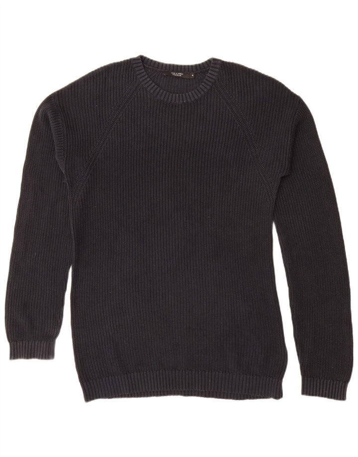 JACK & JONES Mens Crew Neck Jumper Sweater Medium Navy Blue Cotton