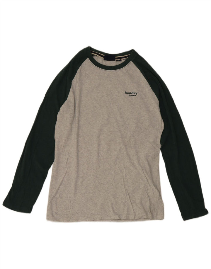 Superdry Hombre Camiseta De Manga Larga De Algodón Color Block Gris Medio