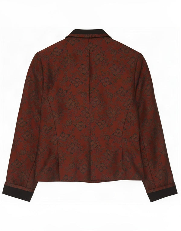 Vintage Womens 5 Button Blazer Jacket UK 10 Small Brown Floral Wool