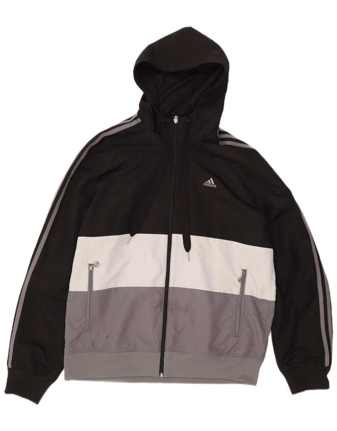Adidas Veste de survêtement à capuche pour homme Noir moyen Polyester colour block