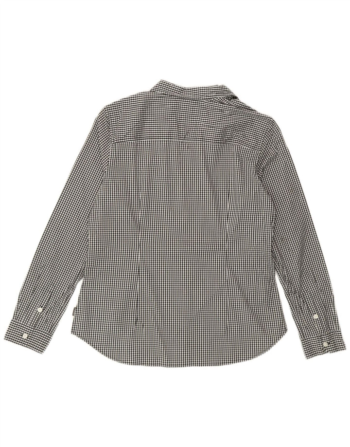 Eddie Bauer Womens Shirt UK 16 Large Black Gingham Cotton