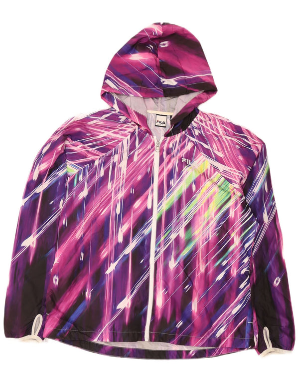 Fila Veste de pluie à capuche pour femme UK 16 Large Polyester rayé multicolore