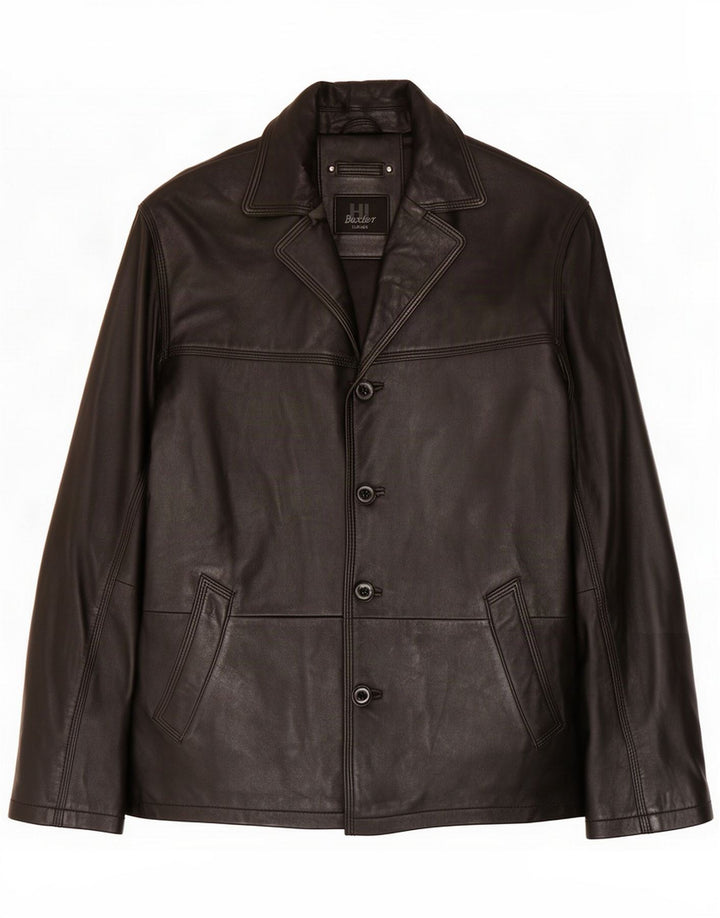 HI-Buxter Chaqueta de cuero para hombre ES 38 Medium Black